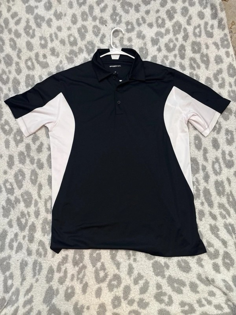 Sport-Tek Black Polo with White Side Panels